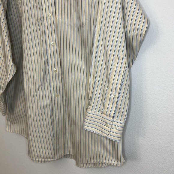 Brooks Brothers Men’s 17- 2/3 346 Non Iron Dress Shirt yellow blue striped - Picture 5 of 12